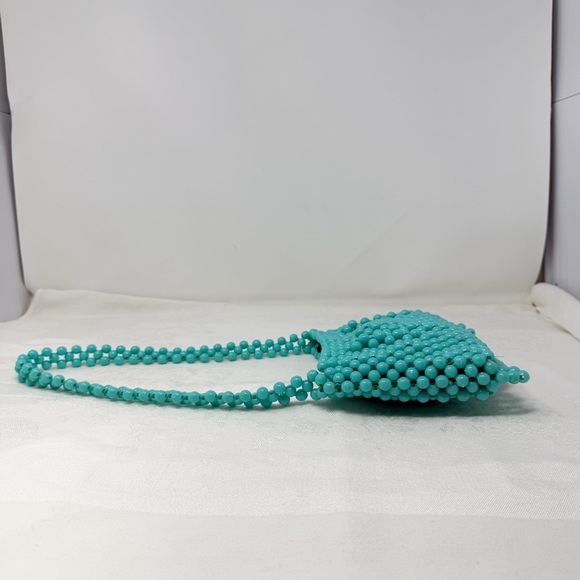 Prentice Vintage Made in Italy Turquoise Beaded Shoulder Bag Purse Handbag - Picture 13 of 16